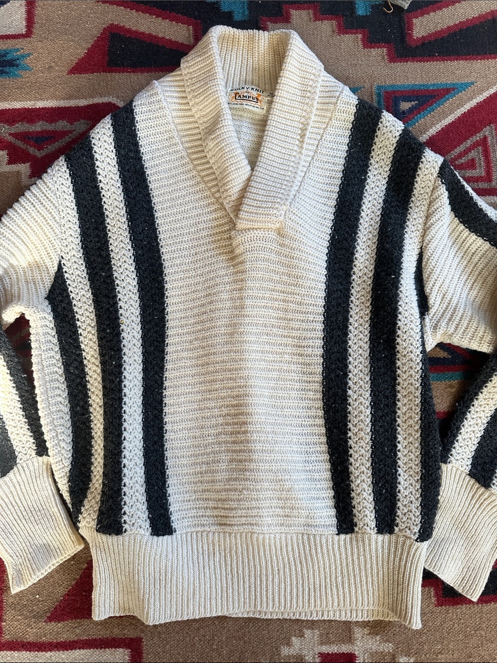 Vintage 60s Campus Lambswool Blend Knit Sweater
